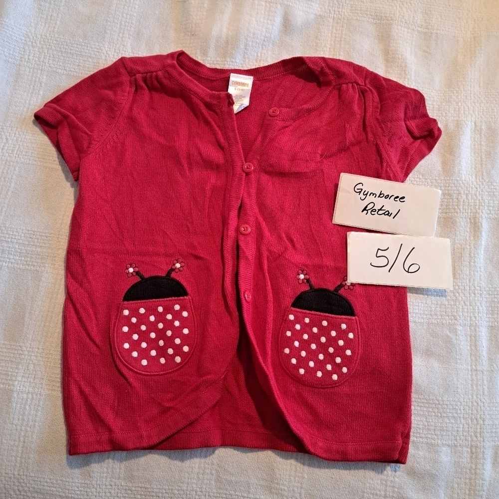Gymboree girls size small or 5/6 ladybug knit sweater shirt